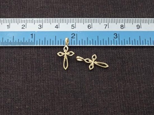 2 of 925 Sterling Silver Gold Vermeil Style Cross Charms 11x15 mm.