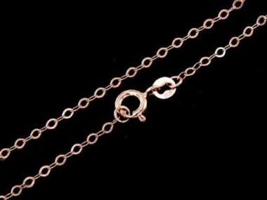 925 Sterling Silver Rose Gold Vermeil Style Marquise Chain Necklace 1.5x2.5 mm.