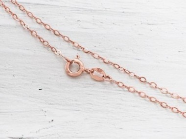 925 Sterling Silver Rose Gold Vermeil Style Marquise Chain Necklace 1.5x2.5 mm.