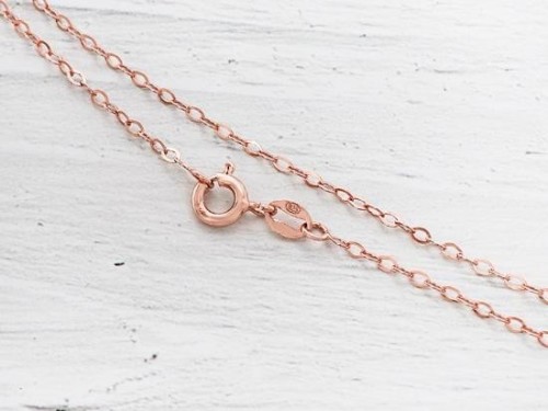 18 inches of 925 Sterling Silver Rose Gold Vermeil Style Marquise Chain Necklace 1.5x2.5 mm.