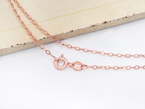 18 inches of 925 Sterling Silver Rose Gold Vermeil Style Marquise Chain Necklace 1.5x2.5 mm.