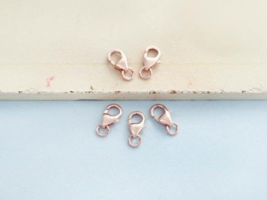 925 Sterling Silver Rose Gold Vermeil Style Pear Lobster Clasps 5x8 mm.