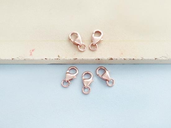 5 of 925 Sterling Silver Rose Gold Vermeil Style Pear Lobster Clasps 5x8 mm.