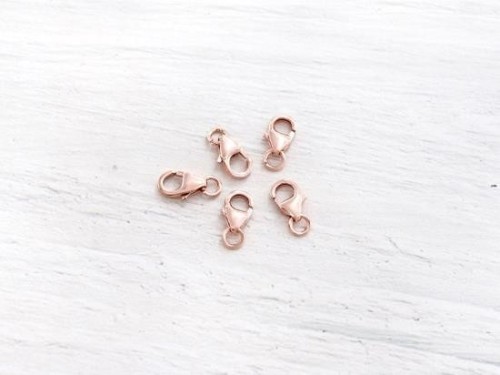 5 of 925 Sterling Silver Rose Gold Vermeil Style Pear Lobster Clasps 5x8 mm.