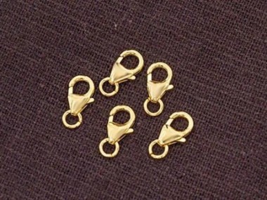 5 of 925 Sterling Silver Gold Vermeil Style Pear Lobster Clasps 5x8 mm.