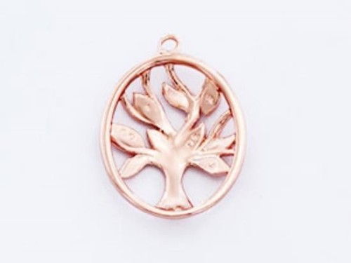 1 of 925 Sterling Silver Rose Gold Vermeil Style Tree of Life Pendant 15x18 mm.