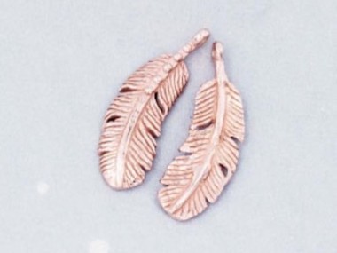 925 Sterling Silver Rose Gold Vermeil Style Feather Pendants 7x18 mm.