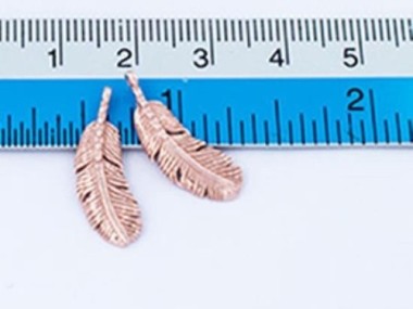 925 Sterling Silver Rose Gold Vermeil Style Feather Pendants 7x18 mm.