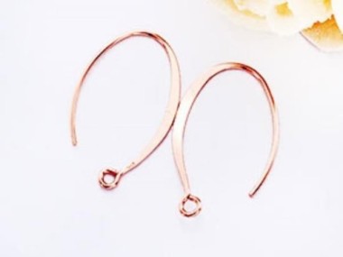 925 Sterling Silver Rose Gold Vermeil Style Earwires 15x25 mm.