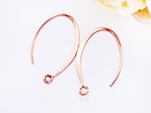 2 pairs of 925 Sterling Silver Rose Gold Vermeil Style Earwires 15x25 mm.