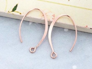 925 Sterling Silver Rose Gold Vermeil Style Earwires 15x25 mm.