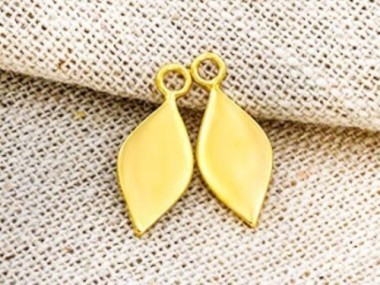 925 Sterling Silver Gold Vermeil Style Drop Charms 7x13.5mm.