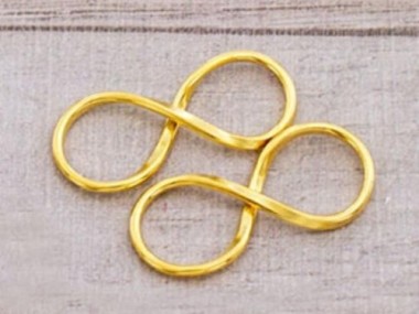 925 Sterling Silver Gold Vermeil Style Infinity Links 30x12mm.