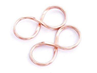 2 of 925 Sterling Silver Rose Gold Vermeil Style Infinity Links 30x12mm.