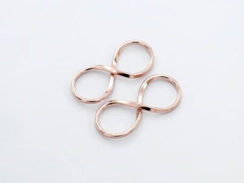 2 of 925 Sterling Silver Rose Gold Vermeil Style Infinity Links 30x12mm.