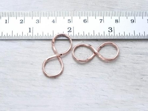 2 of 925 Sterling Silver Rose Gold Vermeil Style Infinity Links 30x12mm.