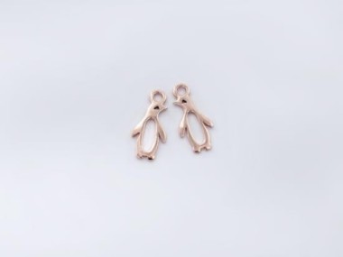 925 Sterling Silver Rose Gold Vermeil Style Penguin Charms 7x13mm.