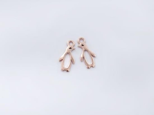 2 of 925 Sterling Silver Rose Gold Vermeil Style Penguin Charms 7x13mm.