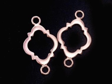 925 Sterling Silver Rose Gold Vermeil Style Moroccan Style Drop Links, Connectors 11x15 mm.