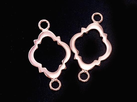 2 of 925 Sterling Silver Rose Gold Vermeil Style Moroccan Style Drop Links, Connectors 11x15 mm.