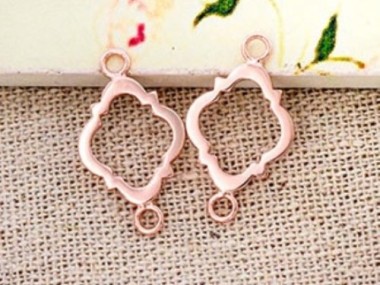 925 Sterling Silver Rose Gold Vermeil Style Moroccan Style Drop Links, Connectors 11x15 mm.