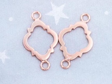 925 Sterling Silver Rose Gold Vermeil Style Moroccan Style Drop Links, Connectors 11x15 mm.