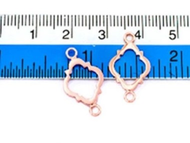 925 Sterling Silver Rose Gold Vermeil Style Moroccan Style Drop Links, Connectors 11x15 mm.