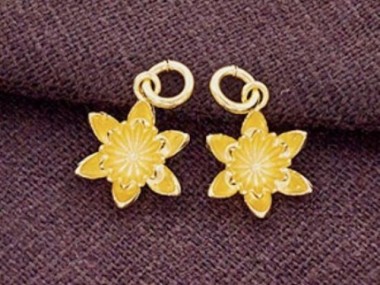 925 Sterling Silver Gold Vermeil Style Lotus Charms 11mm.