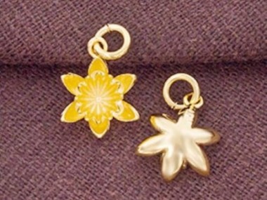 925 Sterling Silver Gold Vermeil Style Lotus Charms 11mm.