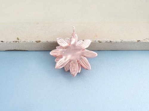 1 of 925 Sterling Silver Rose Gold Vermeil Style Lotus Flower Pendant 16mm.