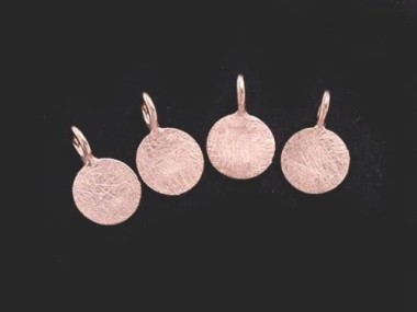 4 of 925 Sterling Silver Rose Gold Vermeil Style Round Disc Tag Charms 6 mm. , Brush Finished