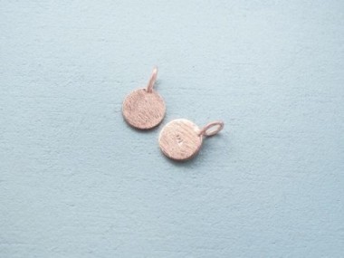 925 Sterling Silver Rose Gold Vermeil Style Round Disc Tag Charms 6 mm.