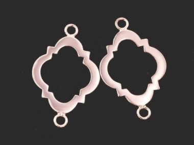 925 Sterling Silver Rose Gold Vermeil Style Moroccan Style Drop Links, Connectors 16x20 mm.