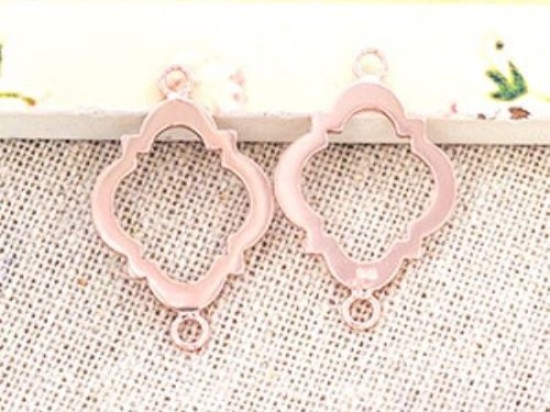 2 of 925 Sterling Silver Rose Gold Vermeil Style Moroccan Style Drop Links, Connectors 16x20 mm.