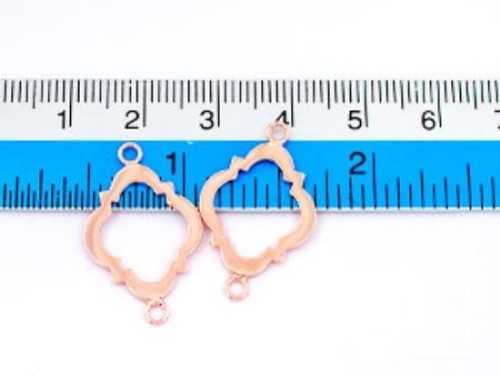 2 of 925 Sterling Silver Rose Gold Vermeil Style Moroccan Style Drop Links, Connectors 16x20 mm.