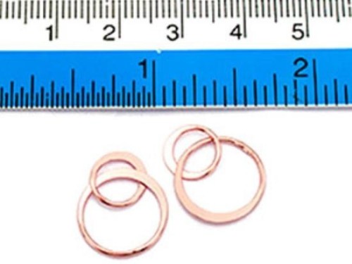 2 of 925 Sterling Silver Rose Gold Vermeil Style Double Circle Rings Charms, Links 9mm. & 13mm.