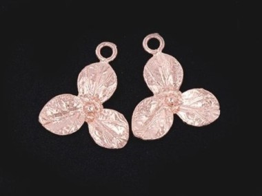 925 Sterling Silver Rose Gold Vermeil Style flower Charms 13 mm.