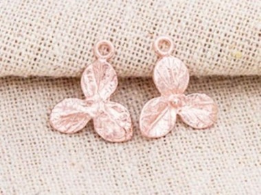 925 Sterling Silver Rose Gold Vermeil Style flower Charms 13 mm.