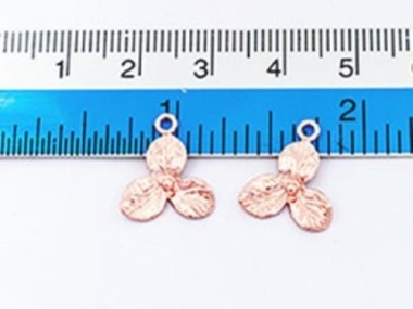 925 Sterling Silver Rose Gold Vermeil Style flower Charms 13 mm.