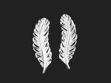 925 Sterling Silver Feather Stud Earrings 7.5x26mm.