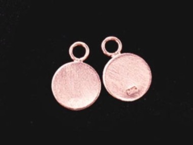 925 Sterling Silver Rose Gold Vermeil Style Round Disc Tag Charms 8 mm.