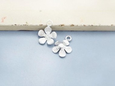 925 Sterling Silver Flower Charms 10mm.