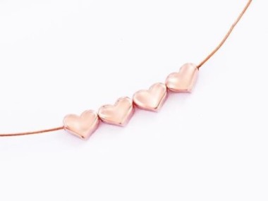 Sterling Silver Rose Gold Vermeil Style Tiny Heart Beads 5x4mm.