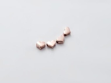 Sterling Silver Rose Gold Vermeil Style Tiny Heart Beads 5x4mm.