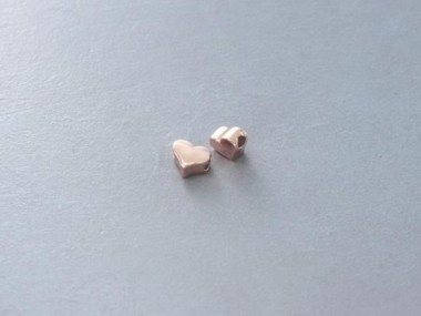 Sterling Silver Rose Gold Vermeil Style Tiny Heart Beads 5x4mm.