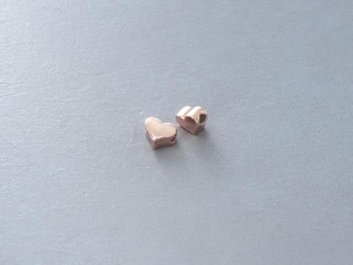 4 of Sterling Silver Rose Gold Vermeil Style Tiny Heart Beads 5x4mm.