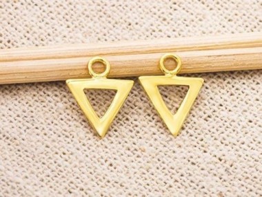 925 Sterling Silver Gold Vermeil Style Triangle Charms 8.5x7.5 mm.