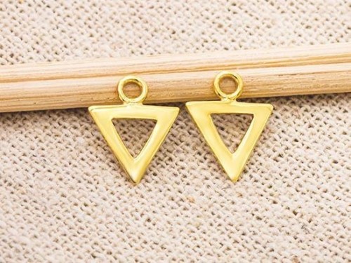 4 of 925 Sterling Silver Gold Vermeil Style Triangle Charms 8.5x7.5 mm.