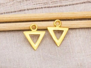 925 Sterling Silver Gold Vermeil Style Triangle Charms 8.5x7.5 mm.