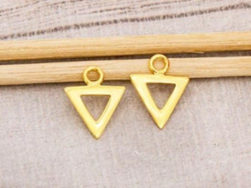 4 of 925 Sterling Silver Gold Vermeil Style Triangle Charms 8.5x7.5 mm.